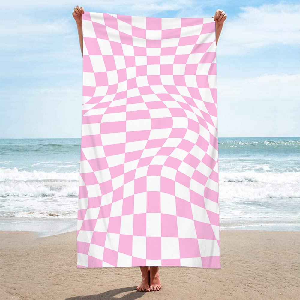 Pineapple Stripe Beach Towel Tropical Fruit Print Microfiber Bath Towel Soft Quick Dry Swim Towel for Summer Pool Travel Picnic