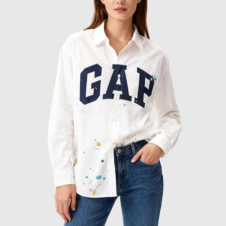 Gap Printed Logo Cotton Loose Fit Long Sleeve Shirt Unisex shirts 791969