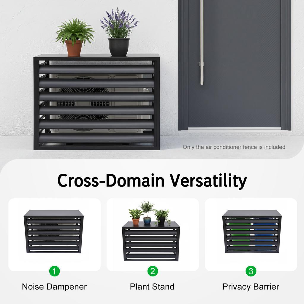 Outdoor Air Conditioner Cover Fence Guard Screen, Dark Grey Aluminum Alloy Privacy Protector for Garden Yard Balcony