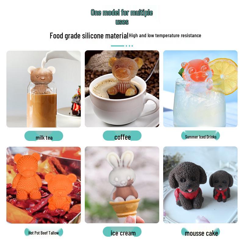 Sanxin Kleiner Bär Silikon Eiswürfel- & Mousseform für DIY Milchtee & Kaffee