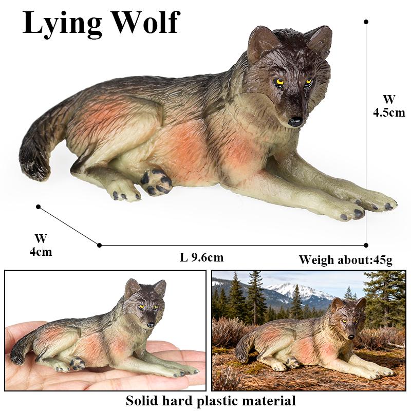 Oenux Wildtier Tiere Kleiner Grauer Wolf Mähnenwolf Wolfswelpen Simulationsmodell Actionfiguren Sammlung PVC Geschenk Kinderspielzeug Geschenk