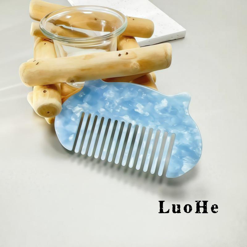 Colorful Cat Ear Portable Hairbrush for Girls - Simple Acetate Comb