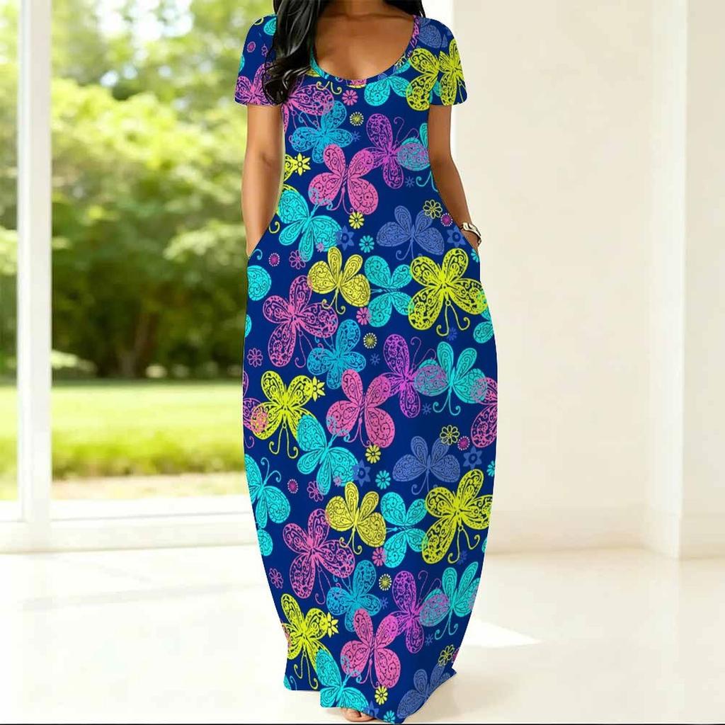 Summer Crew Neck Short Sleeve Tunic For Plus Size Women Loose Comfortable Daily Outfit