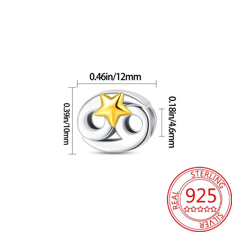 Copper 12 Constellations Collection Luminous Charm Bead Charms Star Shape Bead Compatible With Authentic Bracelets Do It Yourself Fine Jewellery Festi