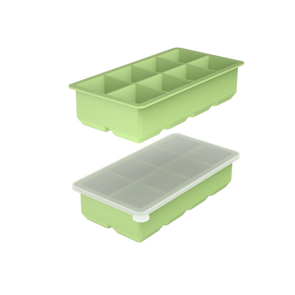 Silicone Ice Cube Tray with Lid: 4-Grid Frozen Soup & Food Storage Box