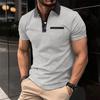 Summer New Men's Casual Chest Pocket Solid Colour Short-sleeved Casual T-shirt POLO Shirt Tops