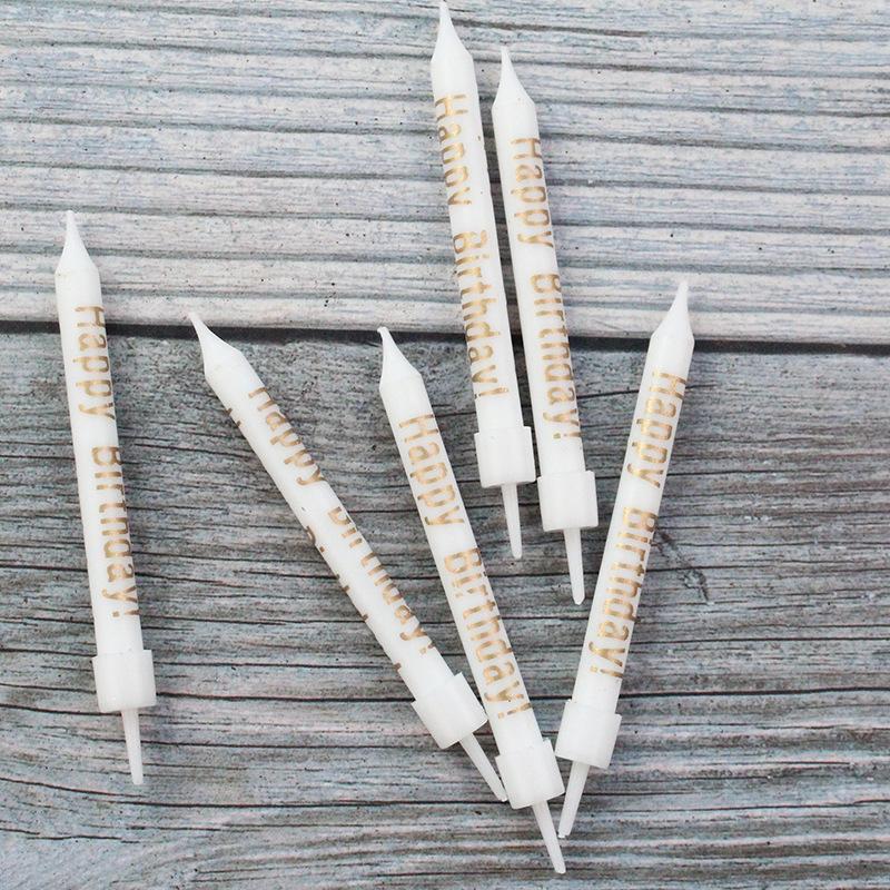 Hot Stamped Letter Birthday Candle Black Gold and White Gold Happy Birthday Baking Decorative Candle