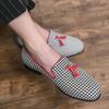 Men's Houndstooth Tassel Loafers: British & Korean Style, Lightweight Leather Slip-Ons, Plus Size Available