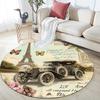 Vintage Eiffel Tower,Round Area Rug,Carpet Rug for Living Room Bedroom Sofa Playroom Decor,Non-slip Floor Mat