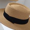 Spring and Summer Beach Flat Top Hat Women's Straw Knitted French Wide Brimmed Jazz British Sun Hats