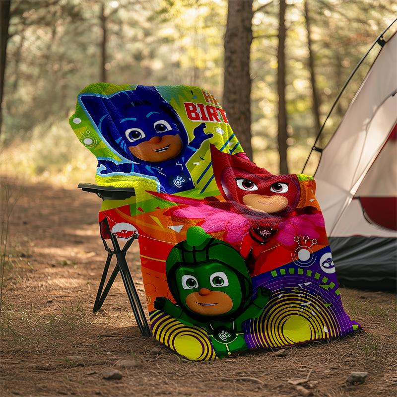 1pc PJ Marks1 Theme Blanket - Digital Print, Polyester, Cozy for All Seasons, Perfect for Outdoor, Camping, and Travel