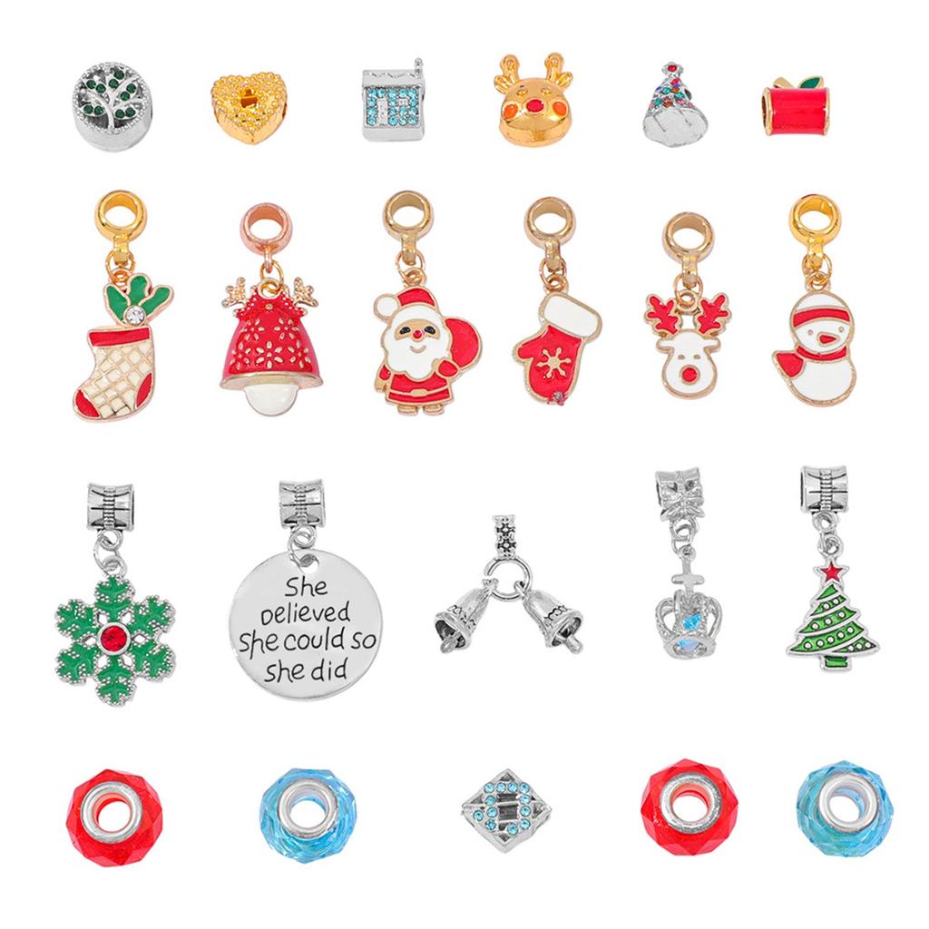 Christmas Countdown 24-hole Calendar Advent Surprise Jewelry Blind Boxs Christmas DIY Creative Combination Christmas Bracelet