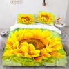 Oil Painting Duvet Cover Set Queen Blooming Sunflowers Twin Bedding Set Blue Sky White Cloud Landscape Polyester Comforter Cover