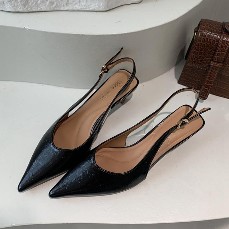 

Мода SUOJIALUN Летние Новые Женские Сандалии Модные Острый Носок Неглубокие Слипоны Женские Элегантные Туфли Слингбэки Тонкий Средний Каблук Платье Мюли 35