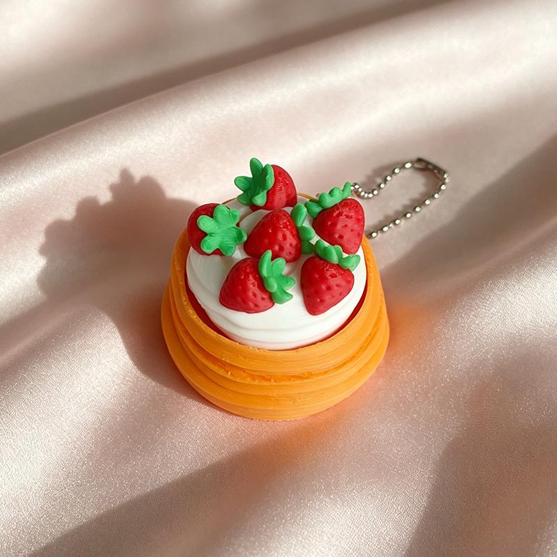 Slow Rising Squishy Keychain Toys Strawberry Cake Coffe Squeeze Stress Relief Hand Relaxing Gift Soft Rebound