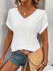 2025 Summer Women's Fashion Jacquard V-neck Short-sleeve Top