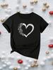 Chic Floral & Heart Print Women's Harajuku Short Sleeve Casual Women's T-shirt Clothing Street Tops Tees Aesthetic Clothes