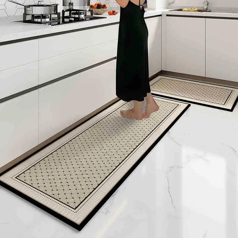 Kitchen Carpet Waterproof Oil-proof Floor Mat Pvc Leather Non-slip Foot Mats Long Strip Home Decoration Rug Alfombra De Cocina