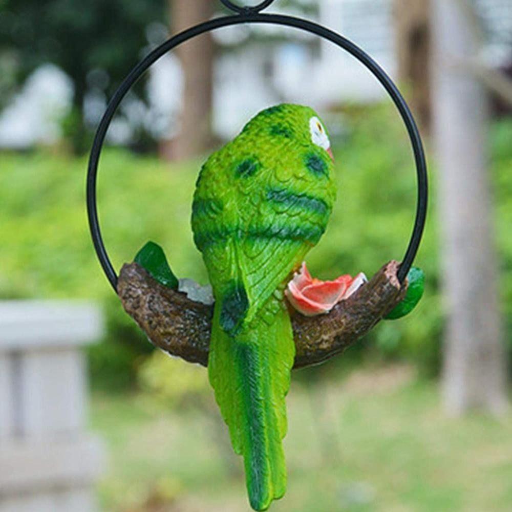 Artificial Bird Statues Iron Ring Hanging Sculpture Parrot Statue For Home Office Room Ornaments