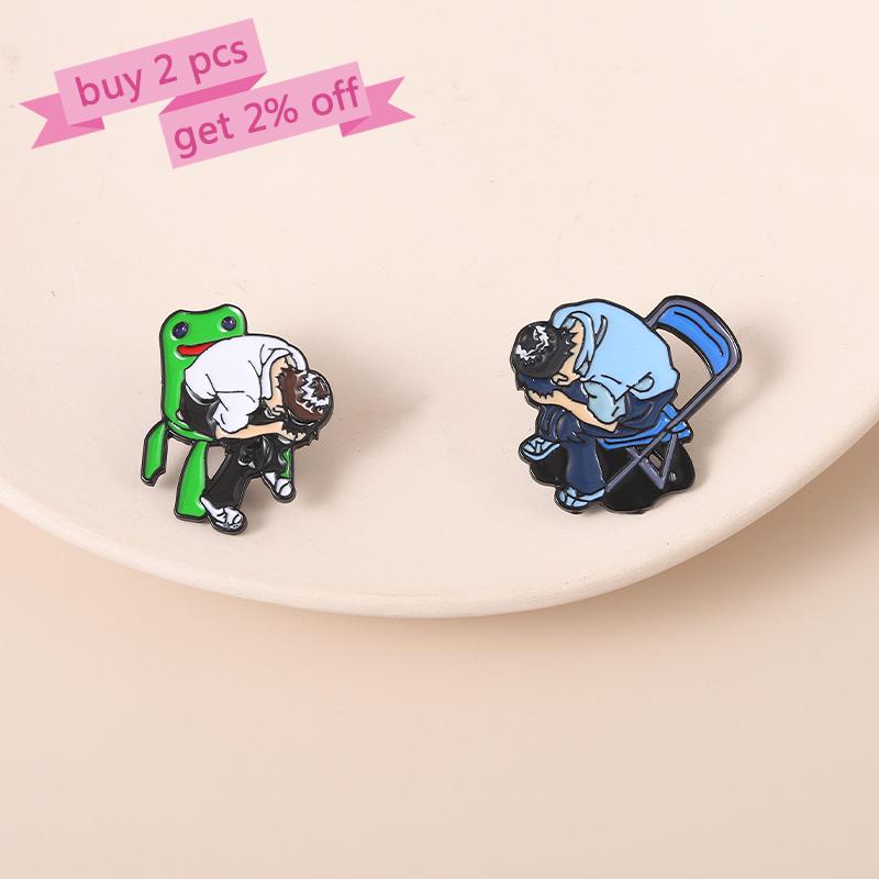 Cartoon Characters Enamel Pins Custom Anime Frog Chairs Brooches Lapel Badges Cartoon Funny Jewelry Gift for Kids Friends