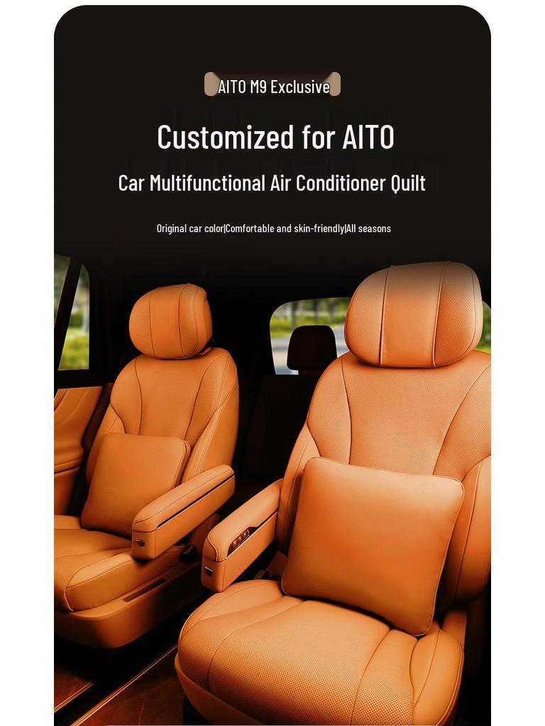 Dual-Use AITO M9 Car Cushion & Blanket with High-Grade Lumbar Support