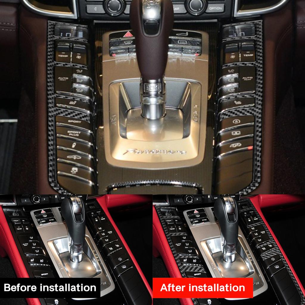 For Porsche Panamera 2010-2016 Real Carbon Fiber Central Control Function Button Frame Strips Car Interiors Accessories Sticker