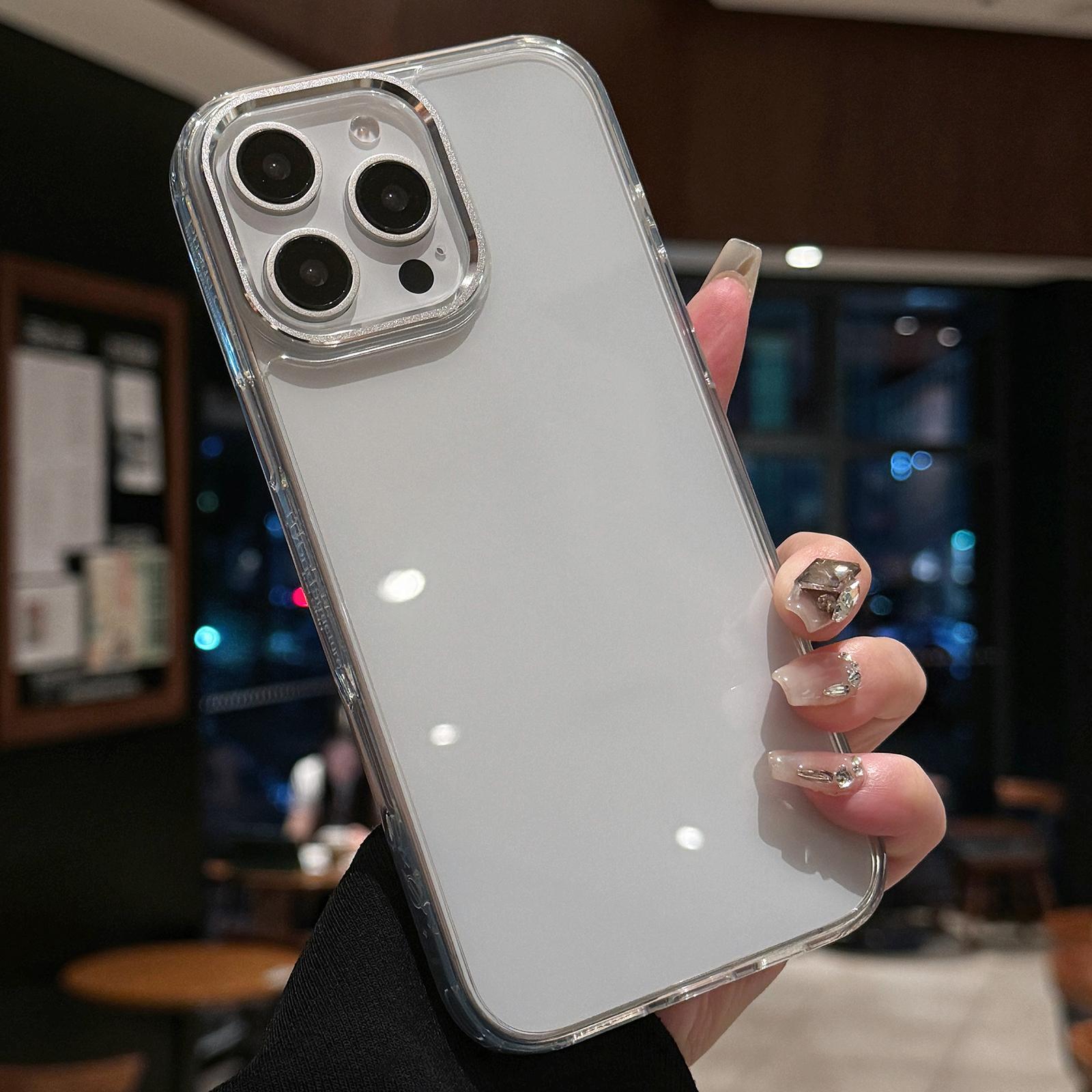 

For iPhone 16 Pro Case TPU+Tempered Glass Clear Phone Cover Transparent White