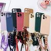Marble Chain Case For OPPO Find X5 Lite X8 Pro Realme 12 C65 C67 C63 Reno 12F 11F 10 Crossbody Strap Lanyard Bracelet Soft Cover