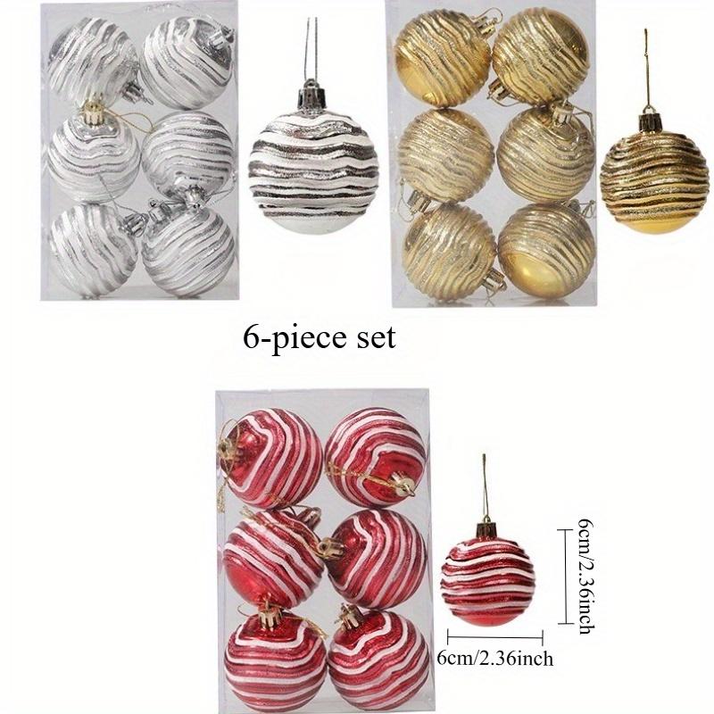 6pcs Unique Christmas Ball Ornaments Assorted Colors Patterns, Durable Plastic Hanging Decorations for Christmas Trees,Christmas Decorations