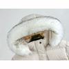 Winter Long Style Teen Girls Jacket Solid Color Slim Fit Fashion Detachable Hat Big Fur Collar Hooded Keep Warm Coat  Kids