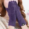 Autumn and Winter Warm Gloves for Women Outdoor Cold Protection Double Layer Thickened Solid Color Knitted Gloves for Cycling Touch Screen Yarn Gloves