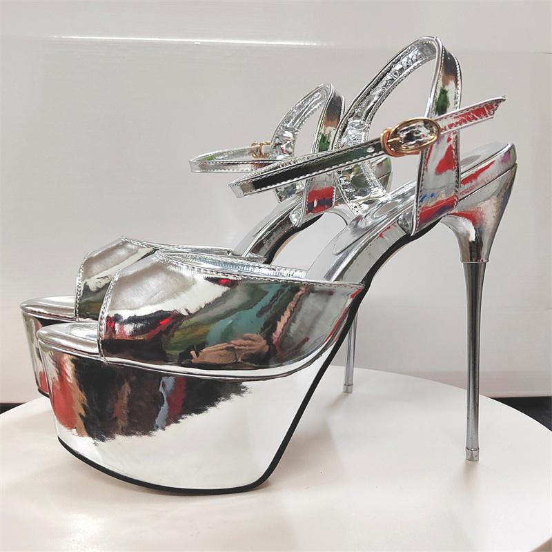 Sexy Women Sandals 19cm Stilettos Heels Fetish Strippers Summer Shoes Platform Extreme High Heels Red Sandals Femal