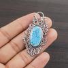 Natural Tibetan Turquoise Gemstone 925 Sterling Silver Jewelry  Pendant 2.04" AJP-2475