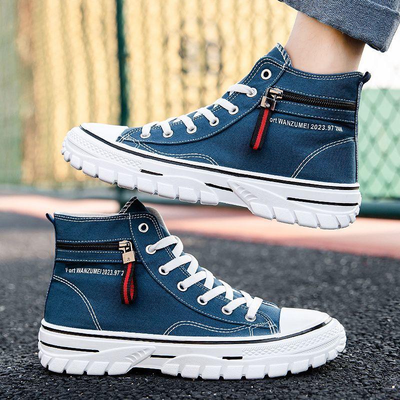 Zapatos Casuales para Hombre Zapatillas de Caña Alta Negro Zapato Masculino Lona Lujo Venta Nuevo en Oferta Calidad de Diseñador Legítimo Moda