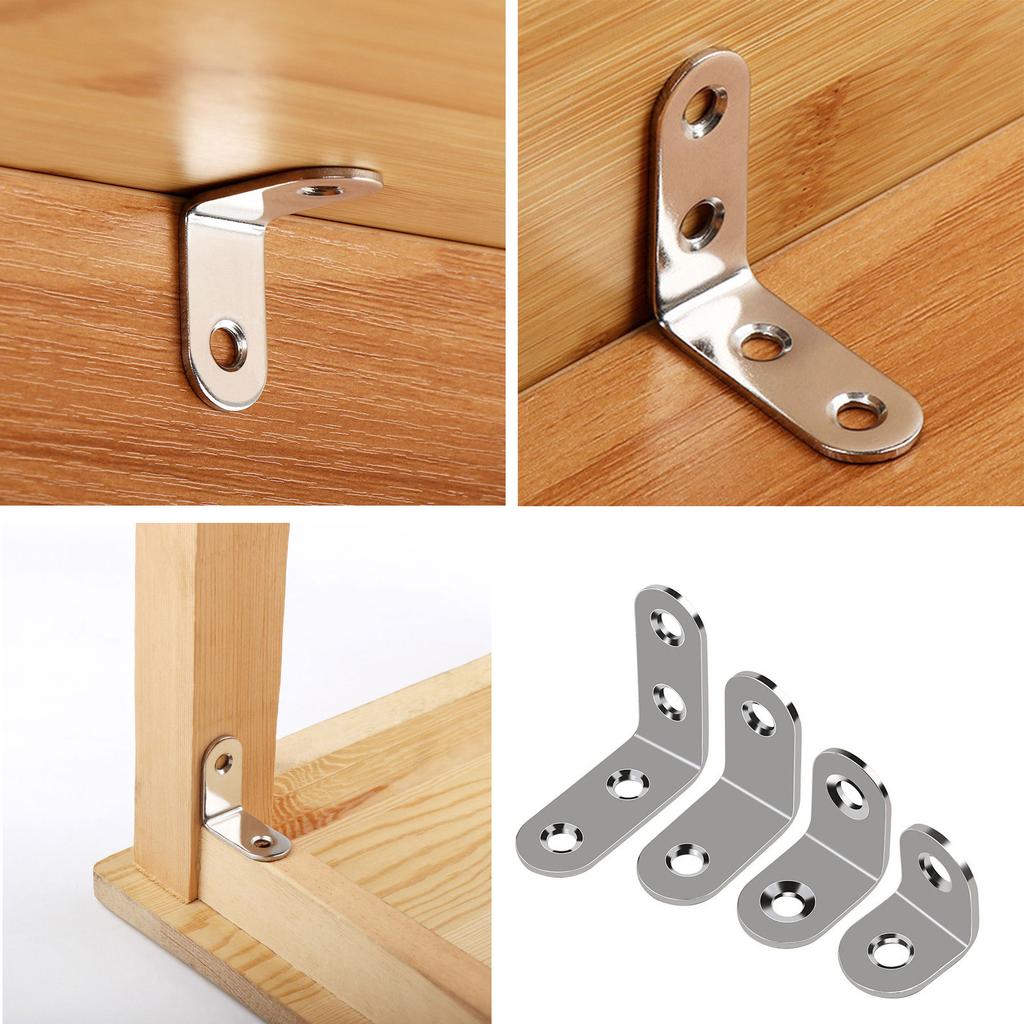 Stainless Steel Corner Brace Set L Shaped Brackets Heavy Duty Corner Brackets Simple Install for Secure Wood Joining