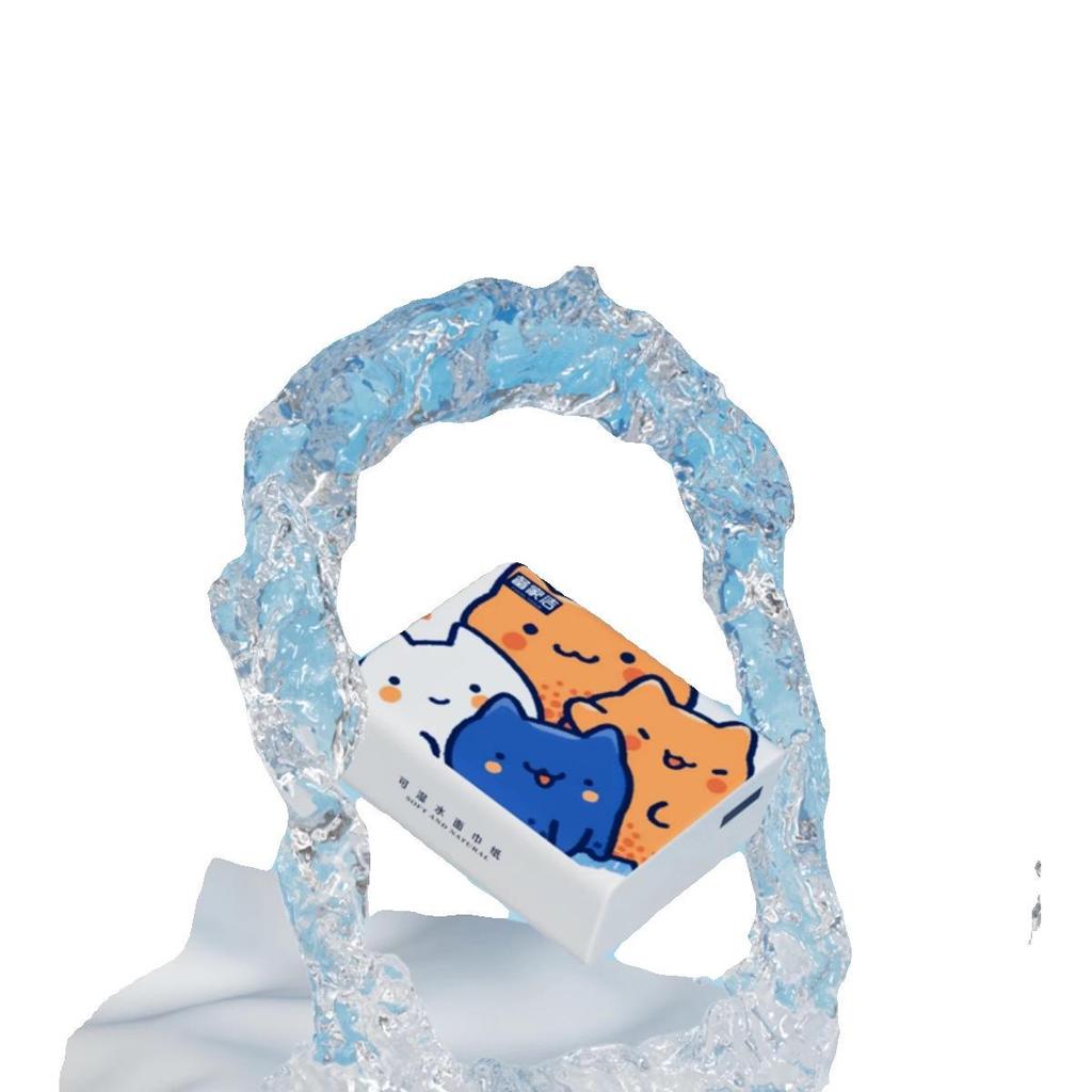 Cartoon Print Pocket Tissue: Student-Friendly Portable Wood Pulp Facial Napkins, Douyin Style.