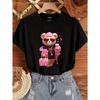 Bear & Love Print T-ShirtCasual Crew Neck Short Sleeve Top For Spring & SummerWomen's Clothing T Shirts