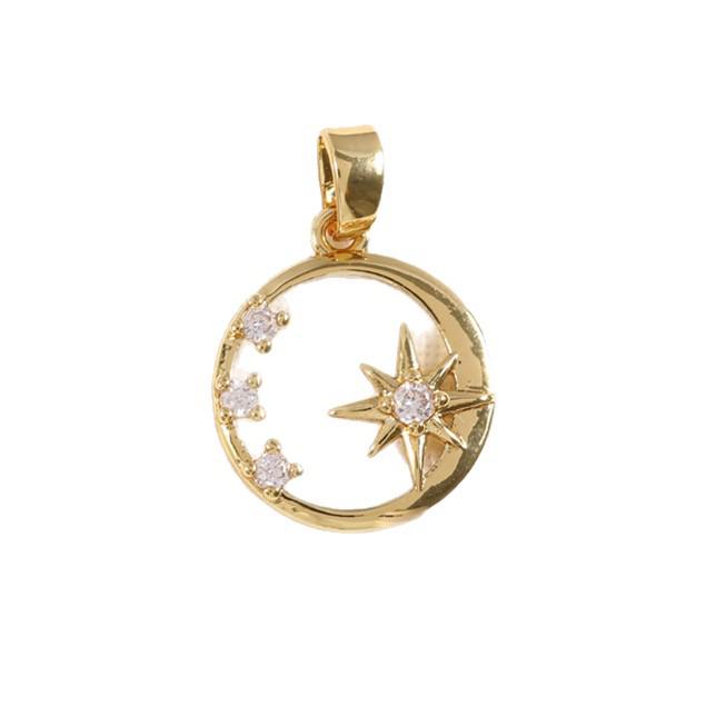 Minimalistischer Stern Anhänger Vergoldetes Kupfer mit Zirkonia Akzenten für DIY Schmuck