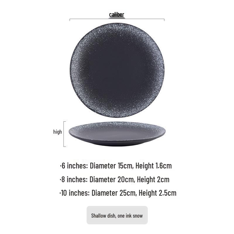 Japanese-Style Ceramic Round Flat Plate - Ideal for Steak, Pasta, or Dinnerware.