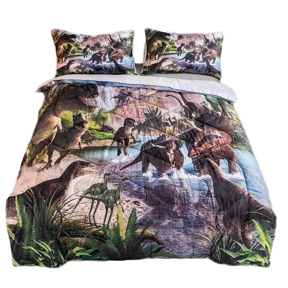 3D Dinosaur Duvet Cover Set Queen Size for Boys Dinosaur Bedding Set T-Rex Dinosaur Comforter Cover Bed Set Home Decor for Teens