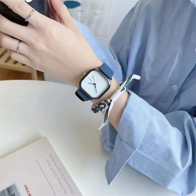 Fashion Retro Square Men Watches Minimalist Quartz Watches for Man Casual Leather Strap Wristwatches Reloj Hombre (No Bracelet)