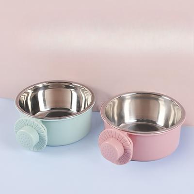 Kippsichere, feste und hängende Hundenapf, Hundekäfig, Trinknapf aus Edelstahl, Zwei-in-eins-Futternapf für Haustiere