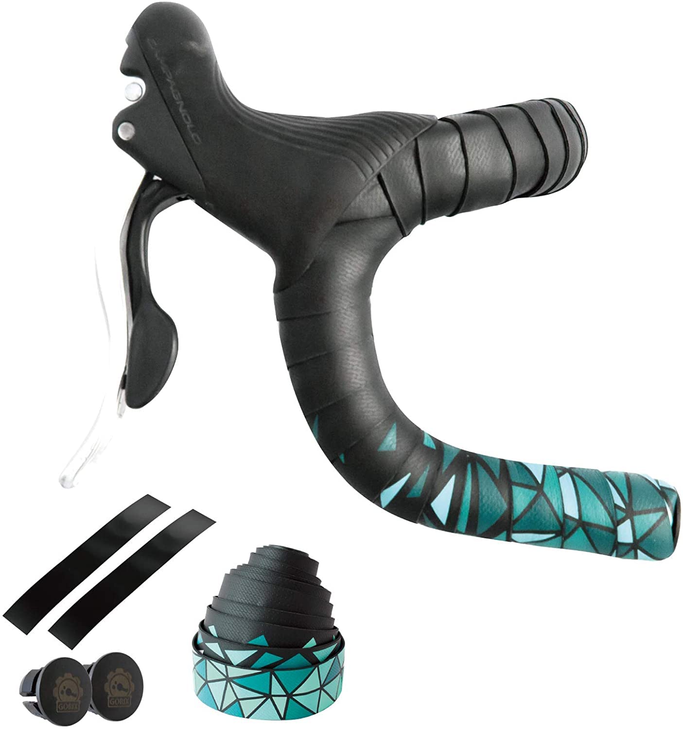 

GORIX Road Bike Bar Tape Rose Pattern Bicycle Tape with Shock Absorption and Simple Black x Celeste (GX-BARA) Grip, Design,