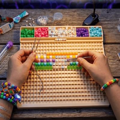 Großes Fassungsvermögen Pony Perlen Schnelles Auffädeln Tablett DIY Perlenbrett Tablett Armbandherstellung