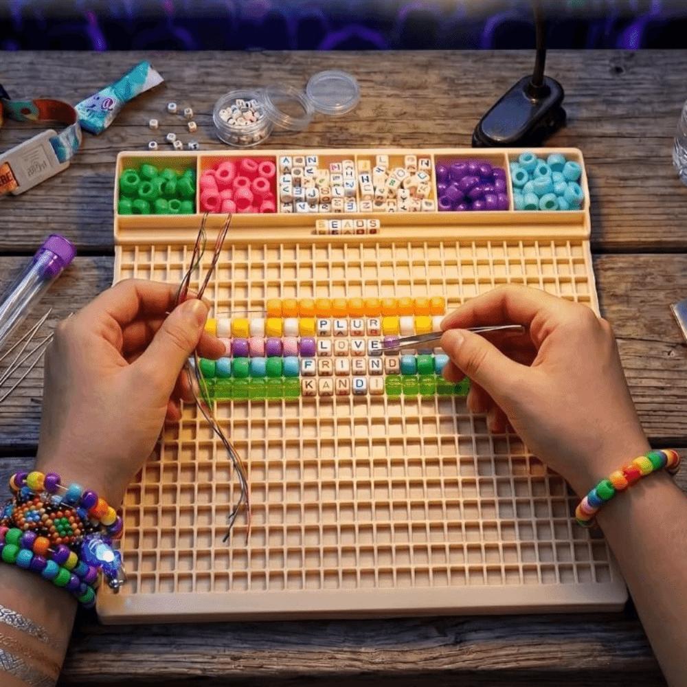 with 3 Beading Needle&Storage Tube Pony Beads Fast Stringing Tray Music Festivals