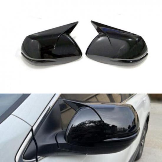 For 2012-21 Honda CRV CR-V OX Horn Side Rear View Mirror Cover Caps Glossy Black