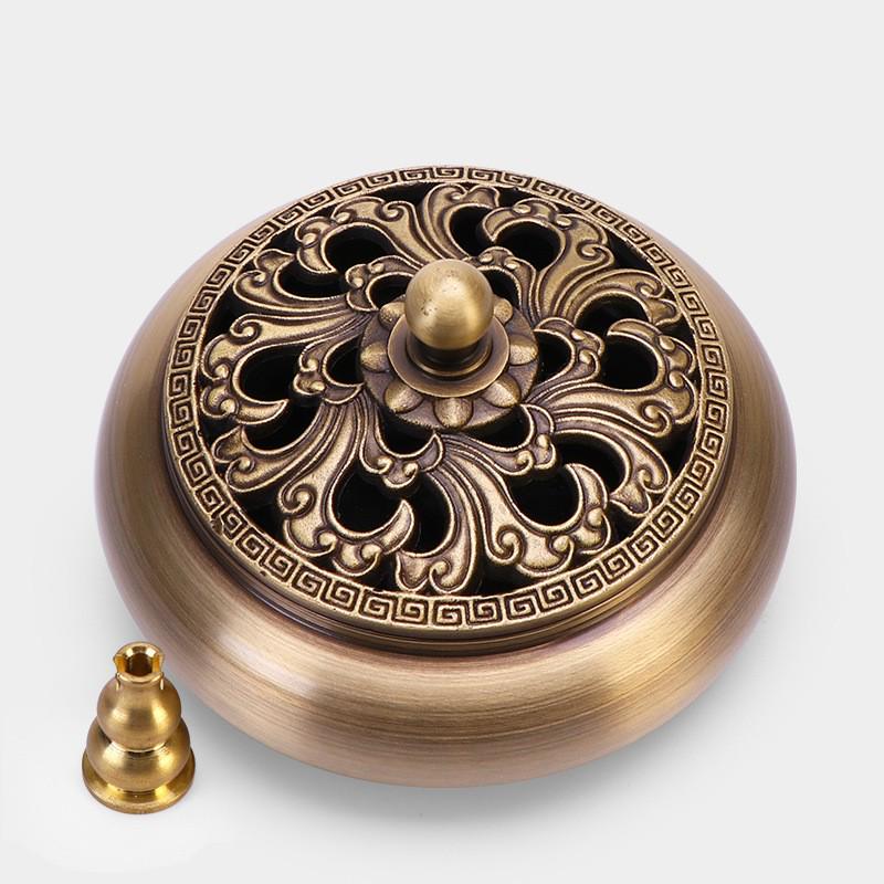 Jinlian Räuchergefäß aus Messing mit flachem Boden für den Heim- und Innenbereich