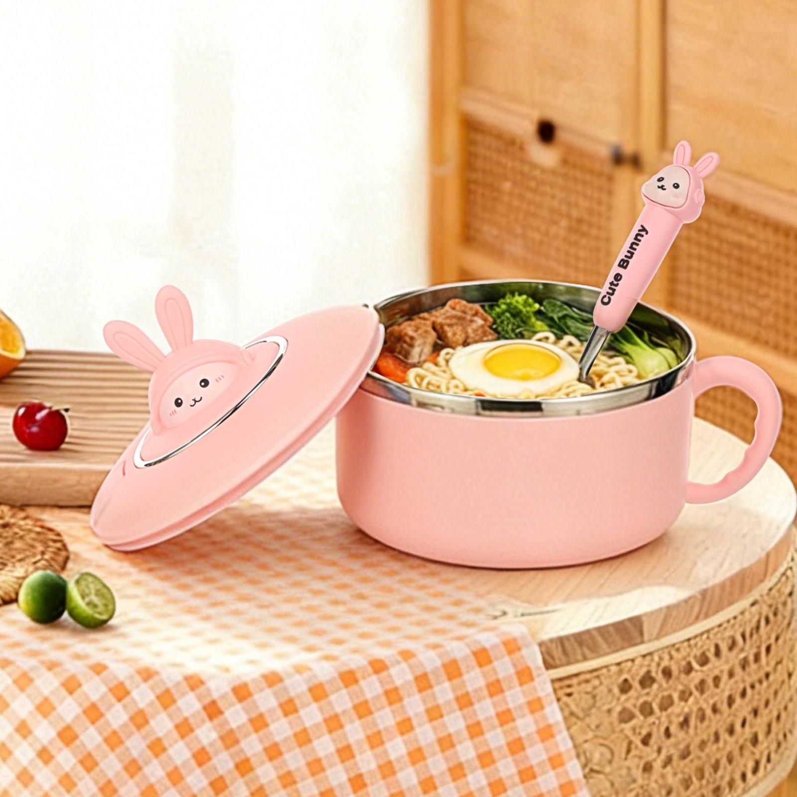 

1200ml Rapid Ramen Bowl With Lid For Instant Noodles Sealed And Portable Drain Bowl Large Capacity Anti-Scald Lunch Box рожевий