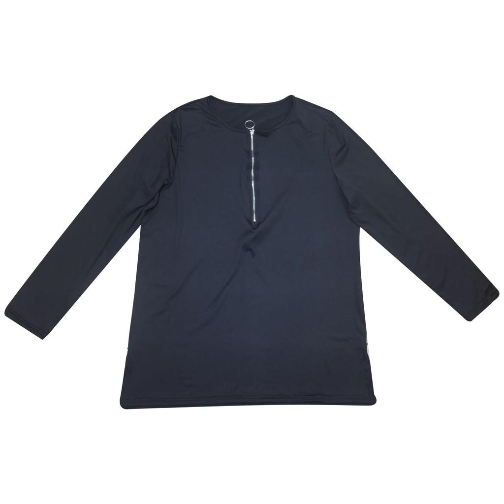 Women Summer Casual Sexy V-neck Printed Zipper LongSleeves Tops