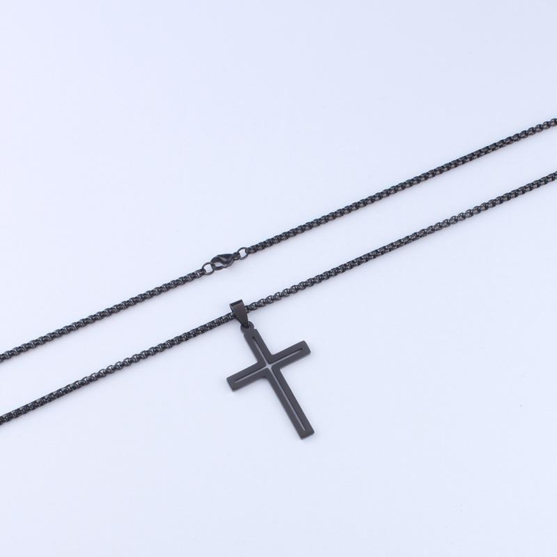 Trendy Stainless Steel Hollow Cross Necklace - Unisex Hip Hop Jewelry